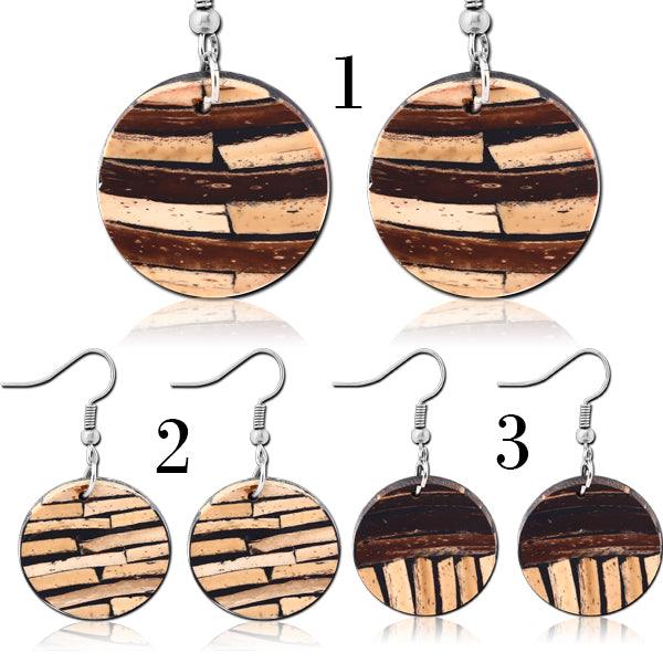 Coconut Disc Earring Hook Pair - My Body Piercing Jewellery