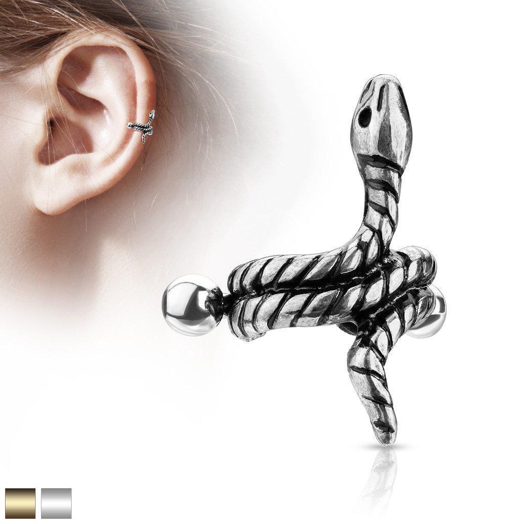 Coiled Snake Cartilage Cuff 16G-My Body Piercing Jewellery