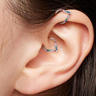 Body Jewelry - Titanium Rainbow Chevron Hinged Ring