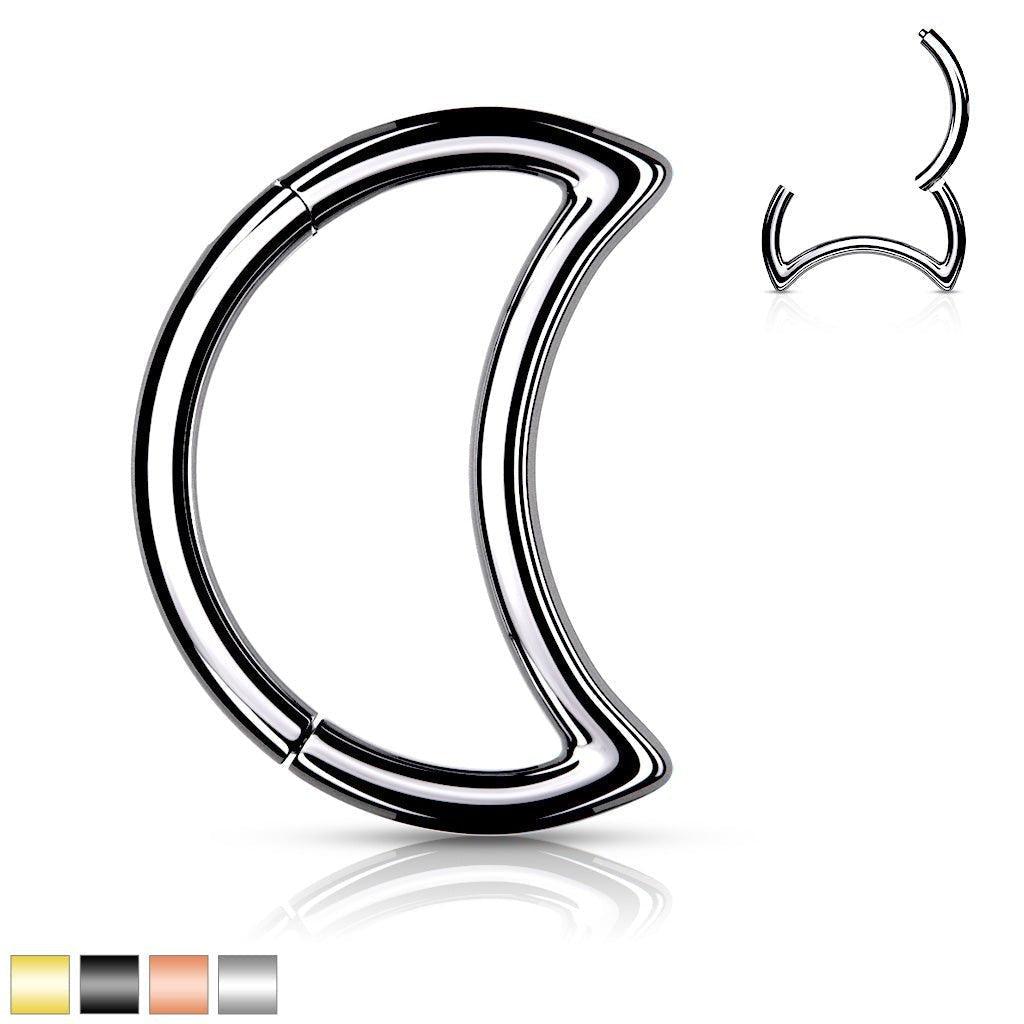 Crescent Moon Hinged Ring 16G 8mm-My Body Piercing Jewellery