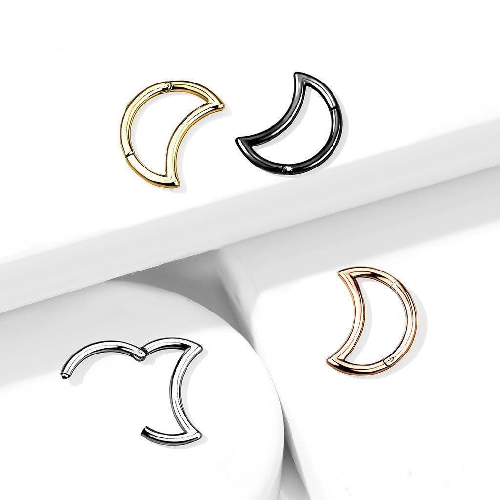 Crescent Moon Hinged Ring 16G 8mm-My Body Piercing Jewellery
