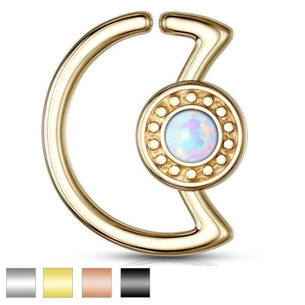 Crescent Opal Twist Ring 18G 16G-My Body Piercing Jewellery