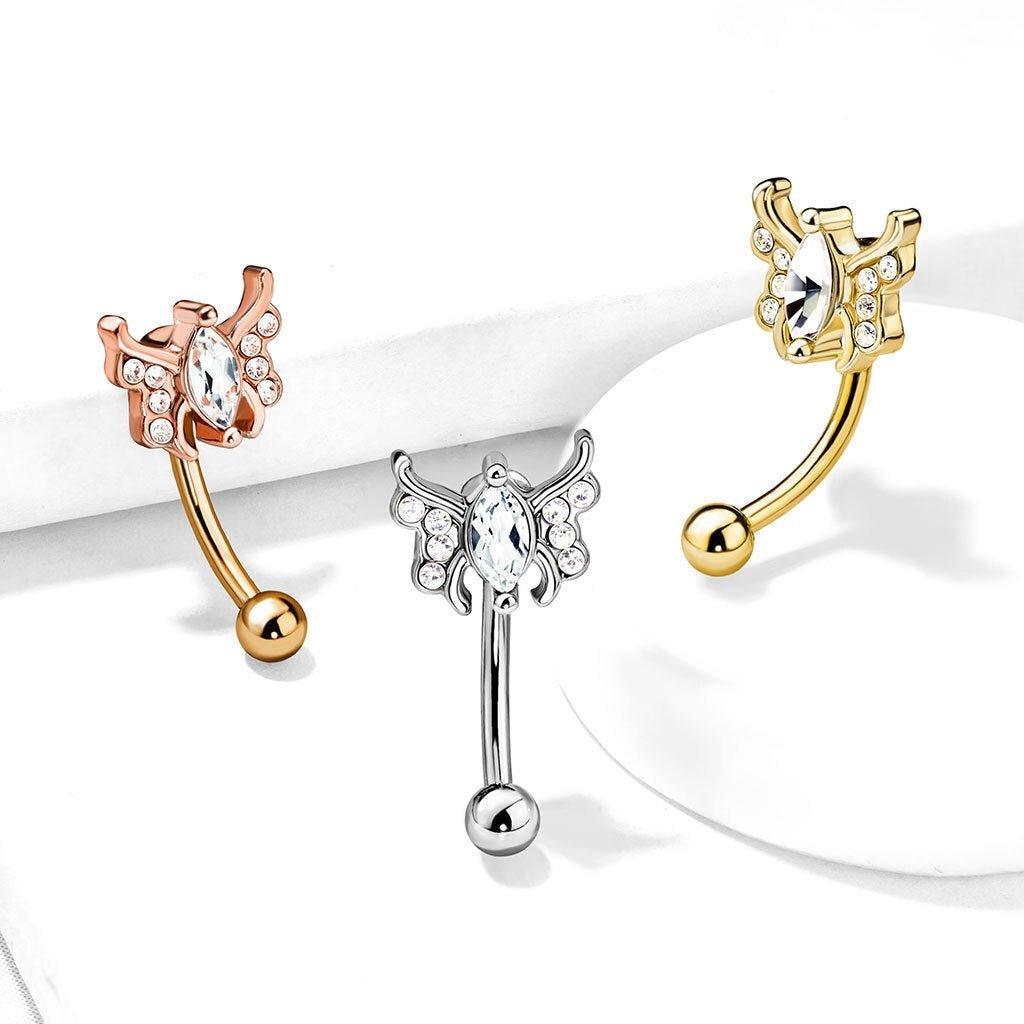 Crystal Butterfly Curve 16G-My Body Piercing Jewellery