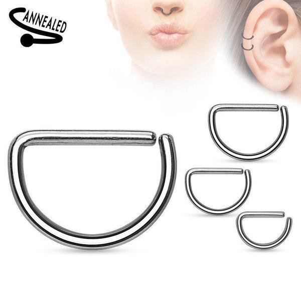 D Shaped Continuous Ring 20G 18G 16G-My Body Piercing Jewellery