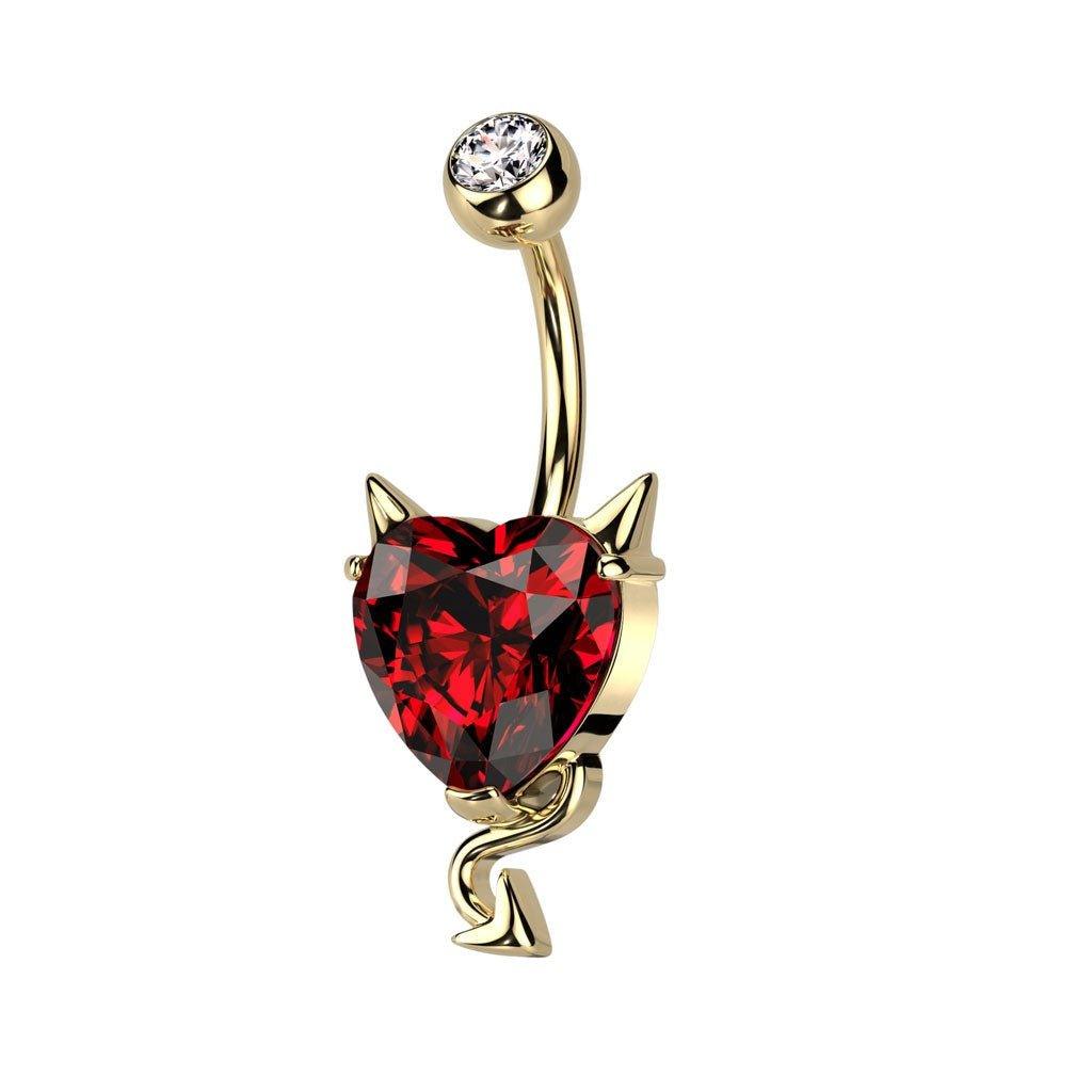 Devil Heart Belly Bar 14G-My Body Piercing Jewellery