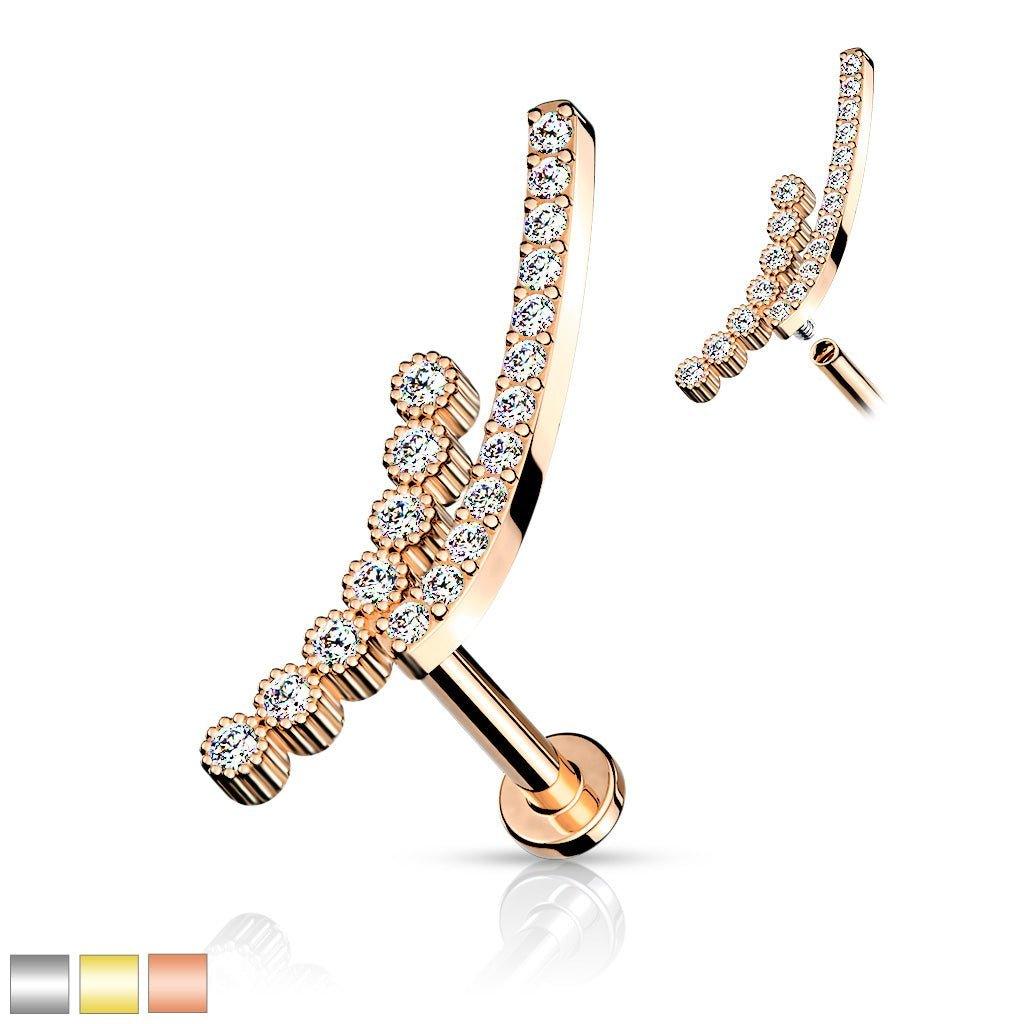 Double Line Paved I.T. Labret 16G-My Body Piercing Jewellery