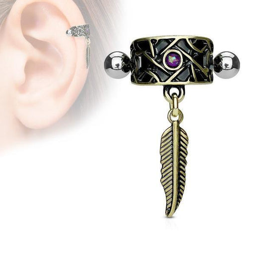 Feather Cartilage Cuff 16G-My Body Piercing Jewellery