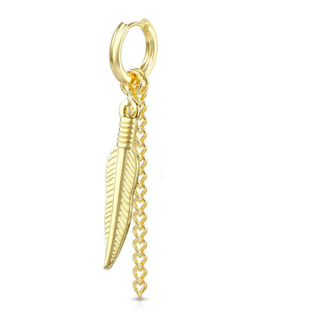 Feather Chain Clicker Ring 18G-My Body Piercing Jewellery