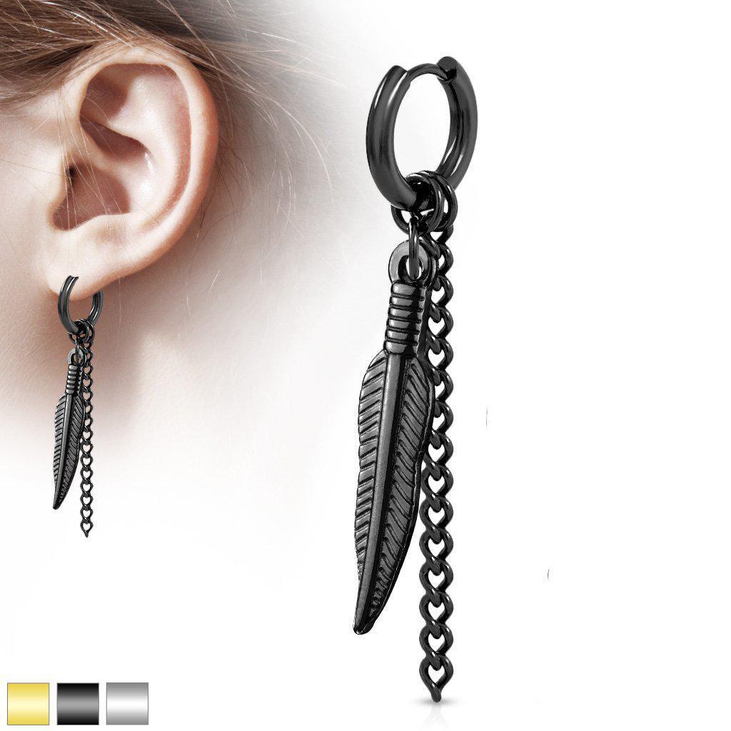 Feather Chain Clicker Ring 18G-My Body Piercing Jewellery