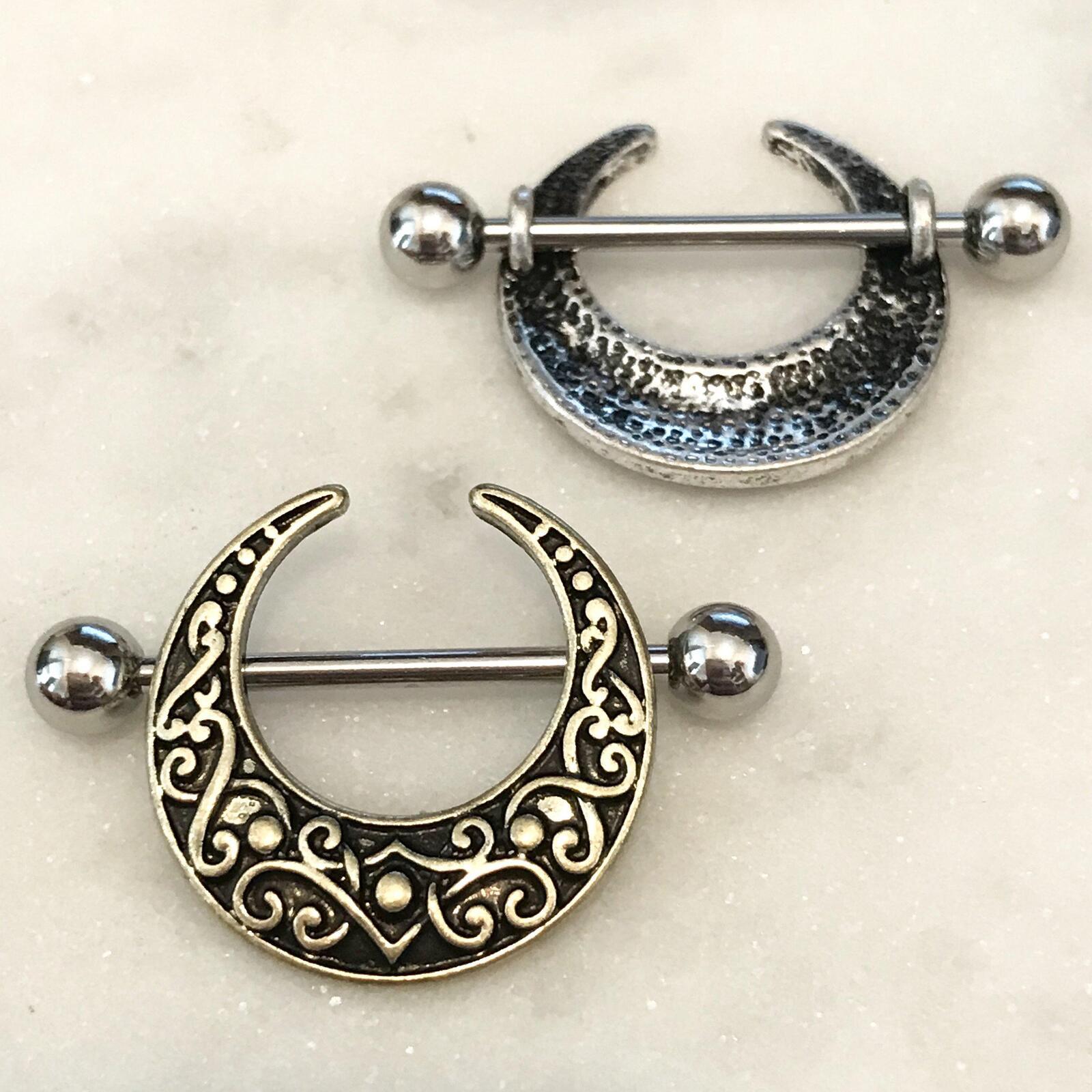 Filigree Crescent Nipple Shield 14G 12mm-My Body Piercing Jewellery