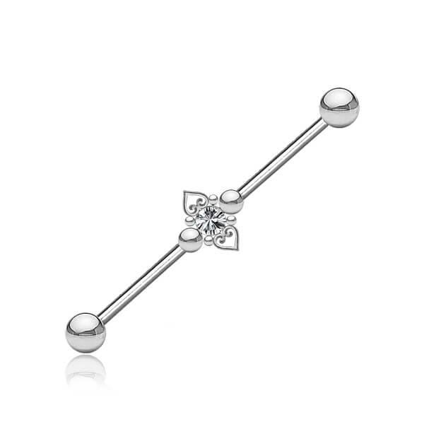 Filigree Heart Gem Industrial 14G 38mm - My Body Piercing Jewellery