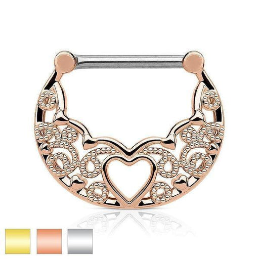 Filigree Heart Nipple Clicker 14G-My Body Piercing Jewellery
