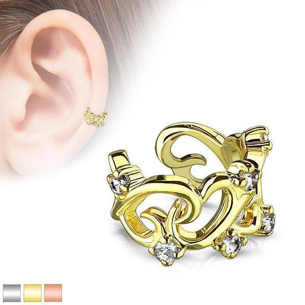 Filigree Hearts Non-Piercing Ear Cuff-My Body Piercing Jewellery