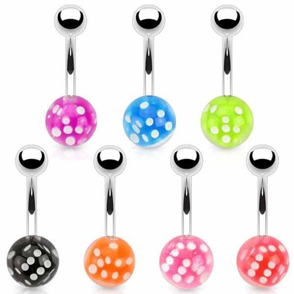 Floating Dice Belly Bar 14G-My Body Piercing Jewellery