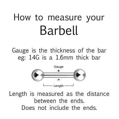 Gem Barbell 14G-My Body Piercing Jewellery