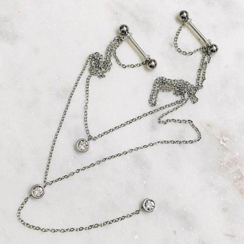 Gem Drop Nipple Chain-My Body Piercing Jewellery