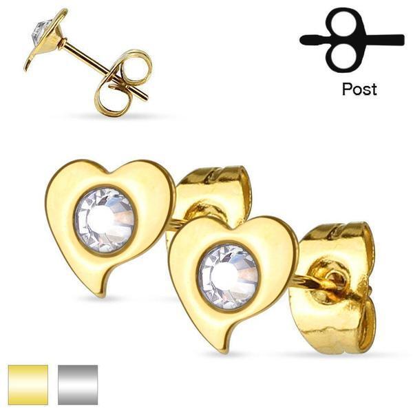 Gem Heart Earrings Pair-My Body Piercing Jewellery