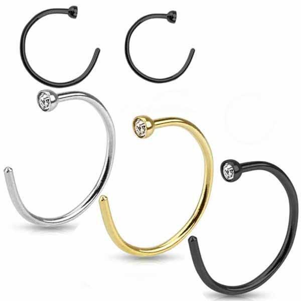 Gem Nose Hoop 22G 20G-My Body Piercing Jewellery