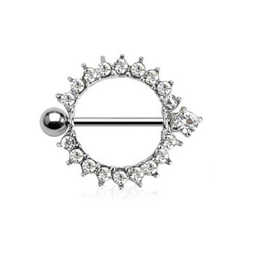 Gem Paved Circle Nipple Shield 14G (Single)-My Body Piercing Jewellery