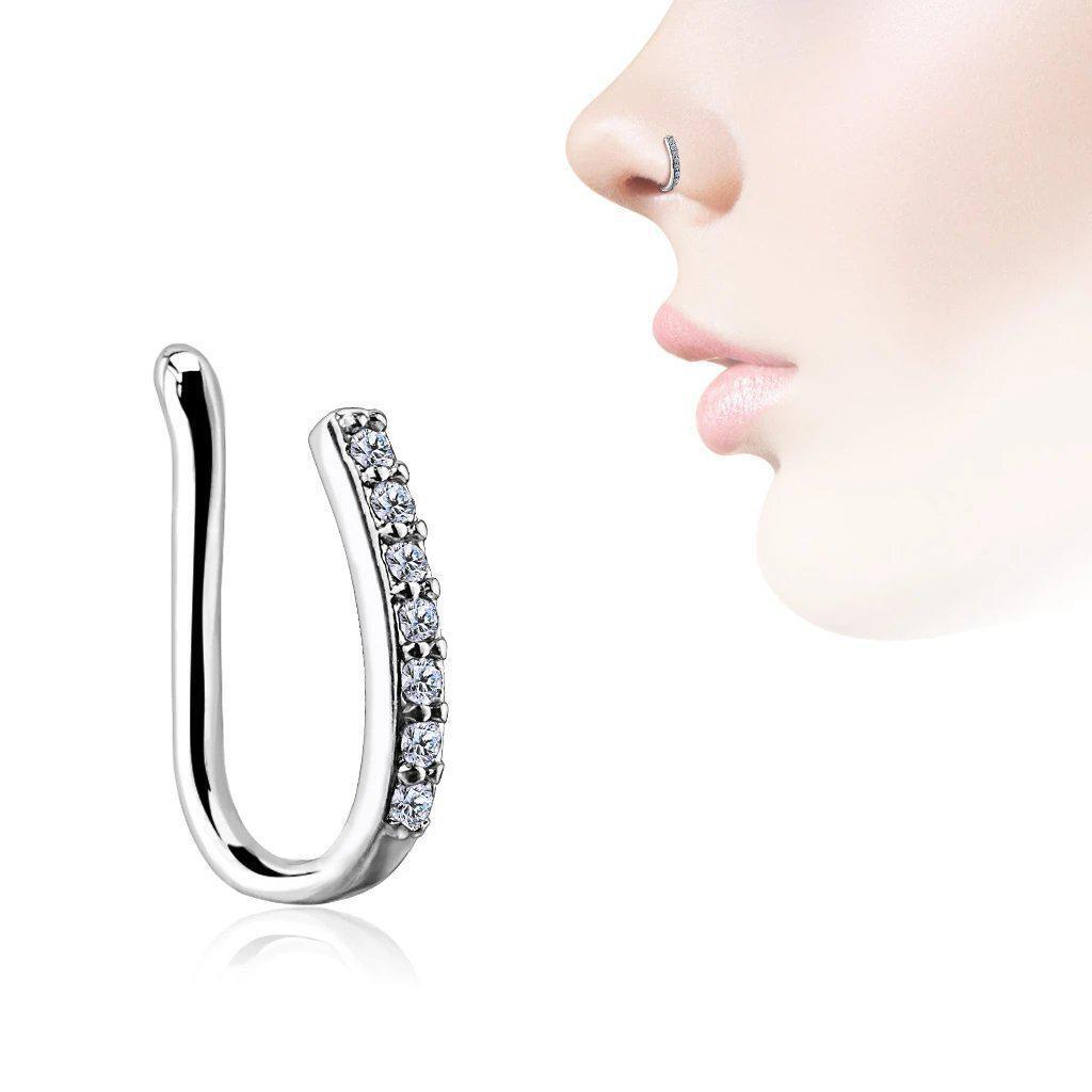 Gem Paved Non-Piercing Nose Ring-My Body Piercing Jewellery