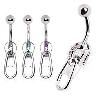 Gem Zipper Belly Bar 14G-My Body Piercing Jewellery