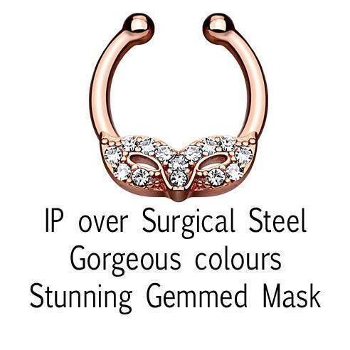 Gemmed Mask Non-Piercing Septum Ring-My Body Piercing Jewellery
