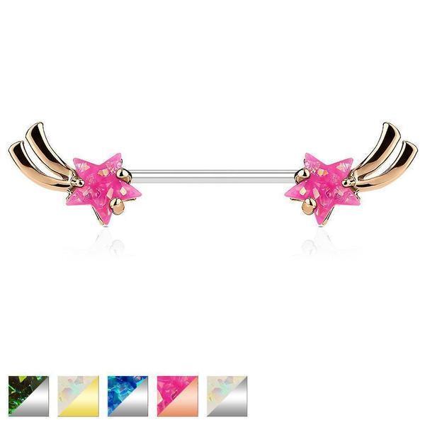 Glitter Opal Shooting Star Nipple Bar 14G-My Body Piercing Jewellery