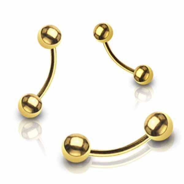 Gold IP Curve 16G 14G-My Body Piercing Jewellery