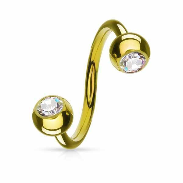 Gold IP Gem Twist-My Body Piercing Jewellery