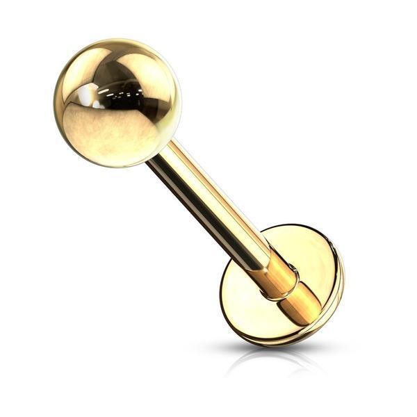 Gold IP Labret 16G 14G-My Body Piercing Jewellery