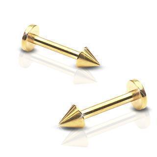 Gold IP Spike Labret 16G 14G-My Body Piercing Jewellery