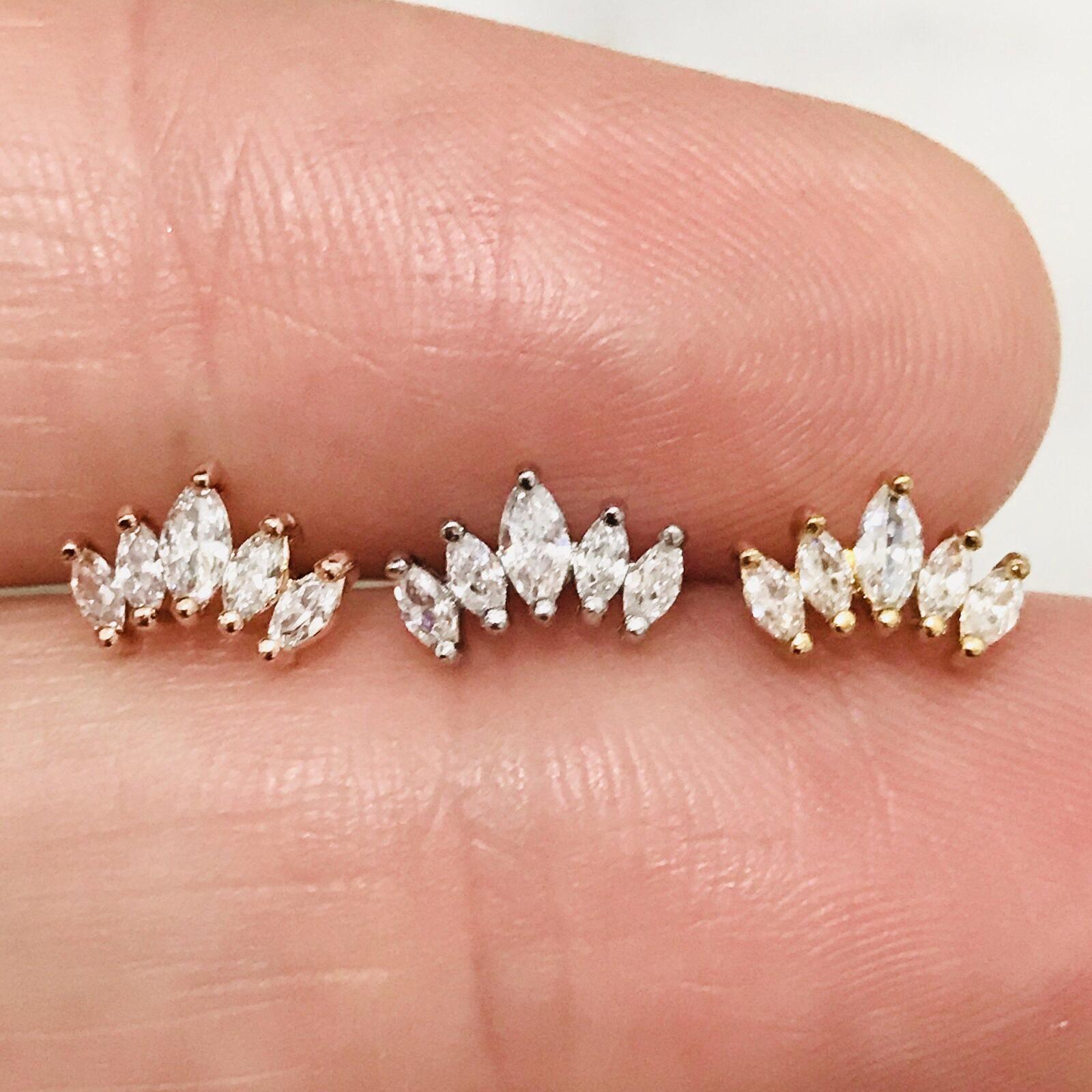 Gold Plated Marquise Crown Cartilage Bar-My Body Piercing Jewellery