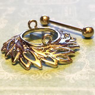 Gold Plated Swirling Nipple Shield 14G-My Body Piercing Jewellery