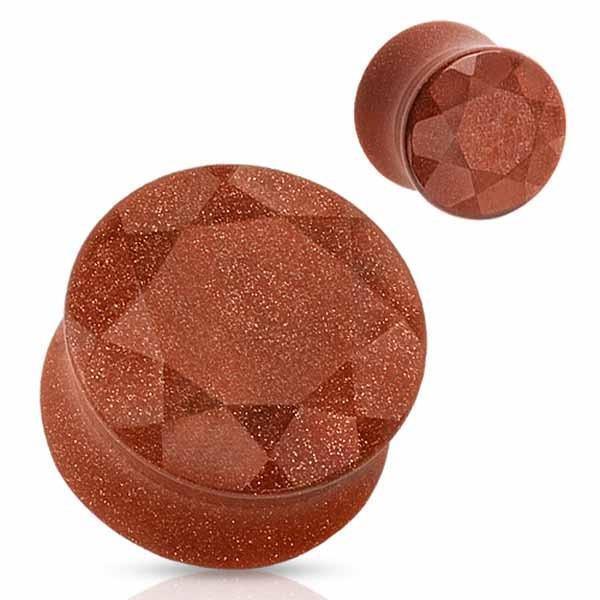 Gold Sandstone Faceted Plug 5mm-16mm-My Body Piercing Jewellery