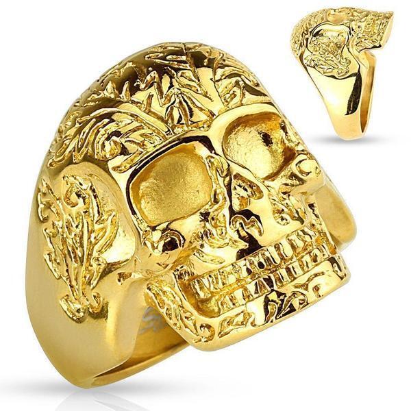 Gold Skull Ring-My Body Piercing Jewellery
