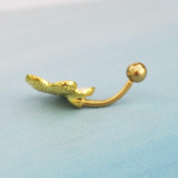 Gold Trim Flower Belly Bar 14G-My Body Piercing Jewellery
