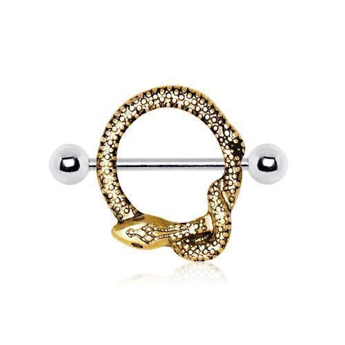 Golden Snake Nipple Shield 14G (Single)-My Body Piercing Jewellery