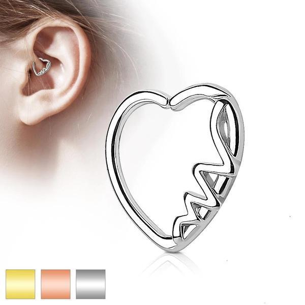 Heartbeat Heart Left Daith Ring 16G-My Body Piercing Jewellery
