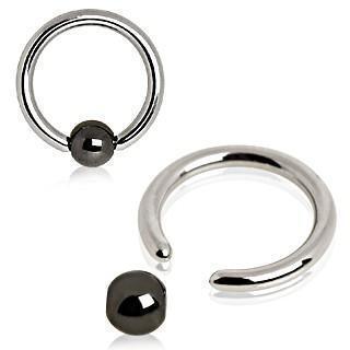 Hematite Coated Ball Captive Ring 18G-10G-My Body Piercing Jewellery