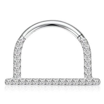 Body Jewelry - Titanium Box Paved Hinged Ring 16G