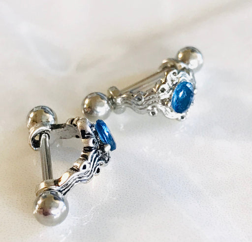 Blue Gem Cartilage Cuff 16G-My Body Piercing Jewellery