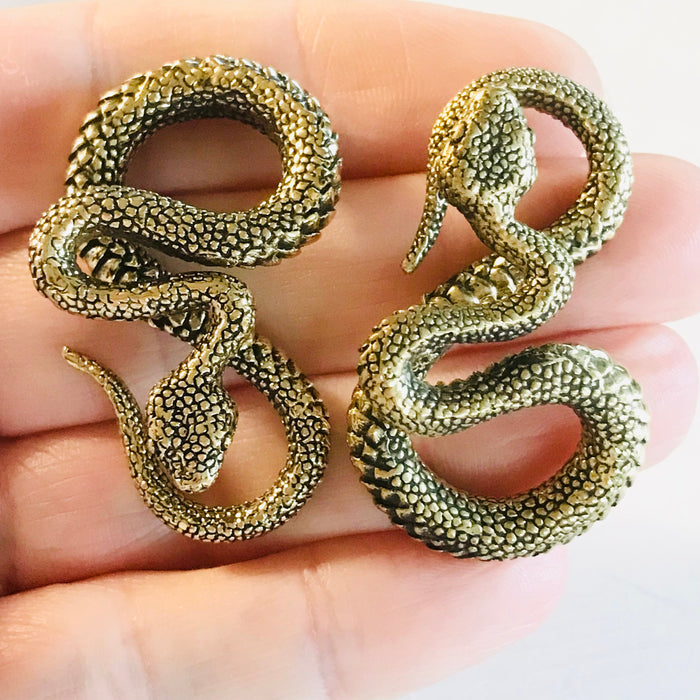 Brass Snake Ear Weights PAIR-My Body Piercing Jewellery