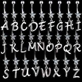 Initial Letter Belly Bar 14G-My Body Piercing Jewellery