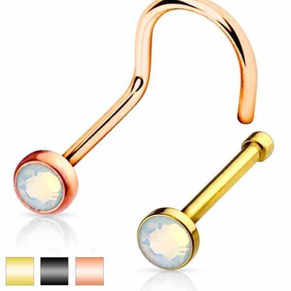 IP Opalite Nose Screw-Bone 20G-My Body Piercing Jewellery