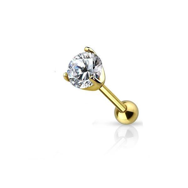 IP Prong Gem Cartilage Bar 16G-My Body Piercing Jewellery