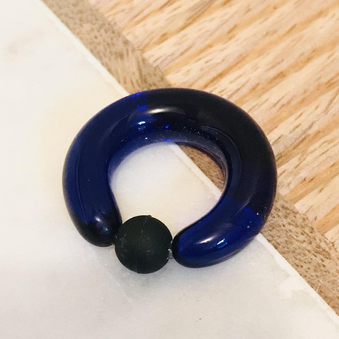 Large Gauge Glass Captive Ring 4mm Dark Blue-My Body Piercing Jewellery