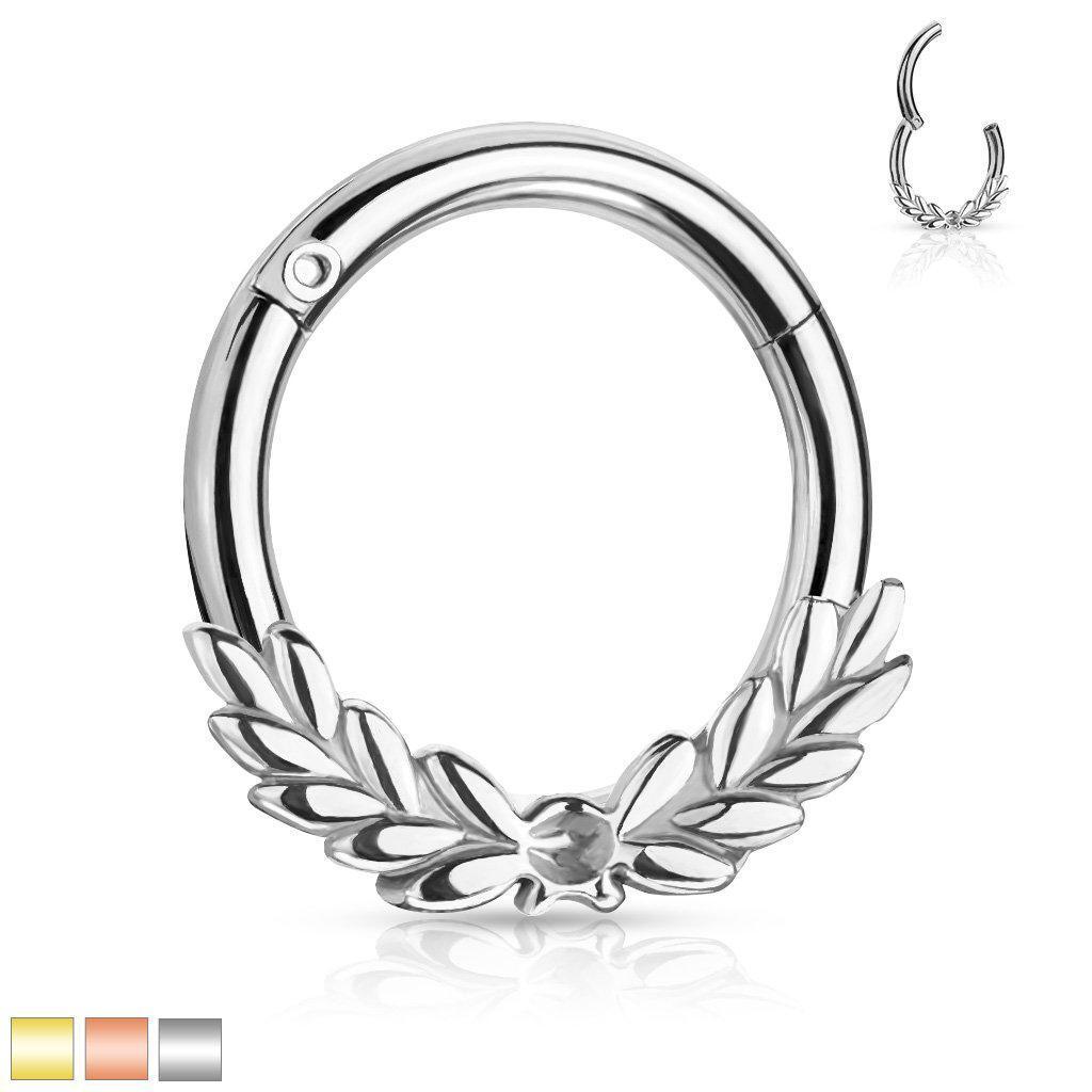 Leaves Hinged Ring 16G-My Body Piercing Jewellery