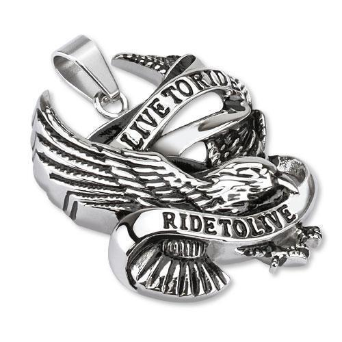 Live To Ride Stainless Steel Pendant-My Body Piercing Jewellery