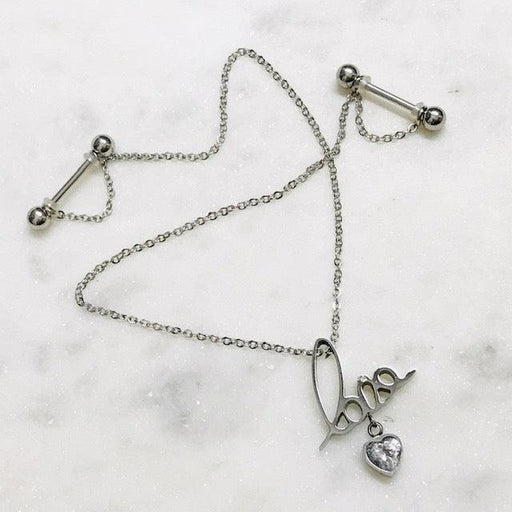 LOVE Gem Heart Nipple Chain-My Body Piercing Jewellery