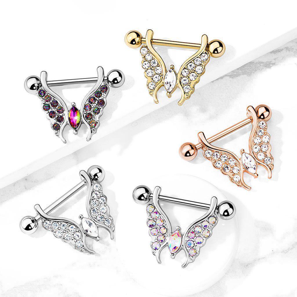 Marquise Butterfly Nipple Dangle 14G 12mm-My Body Piercing Jewellery